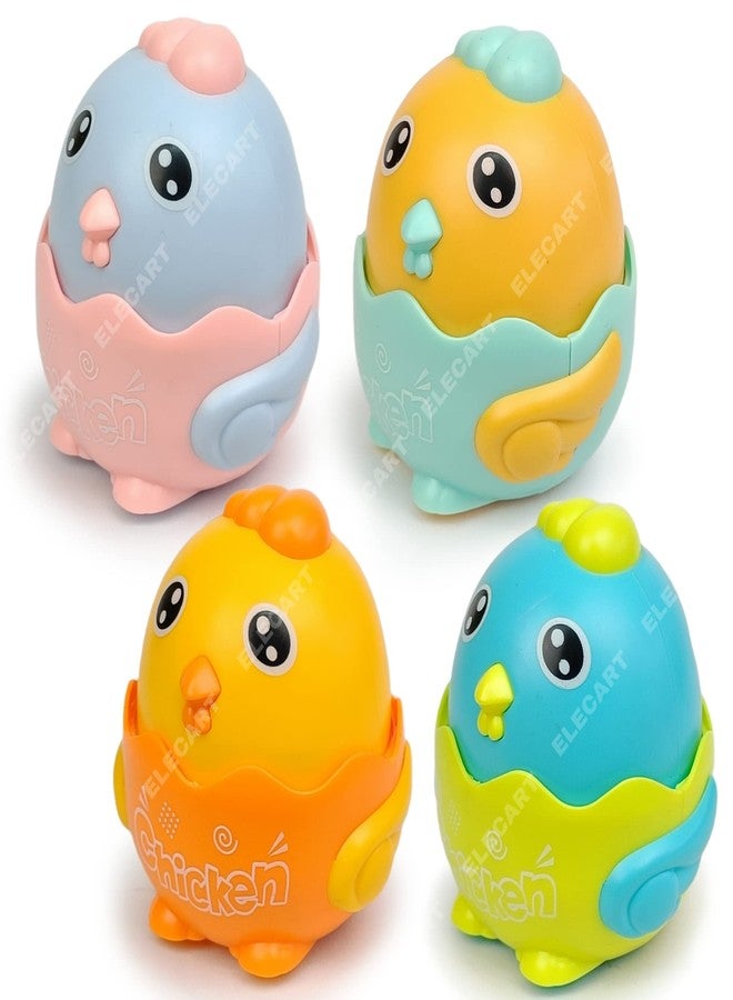Elecart Push and Go Play Set Friction Powered Car Pull Back Vehicles Toys for Toddler Toy Kids Gift Party Birthday Return Gifts (Random Color) (Pack of 4, Chick) - Image 1